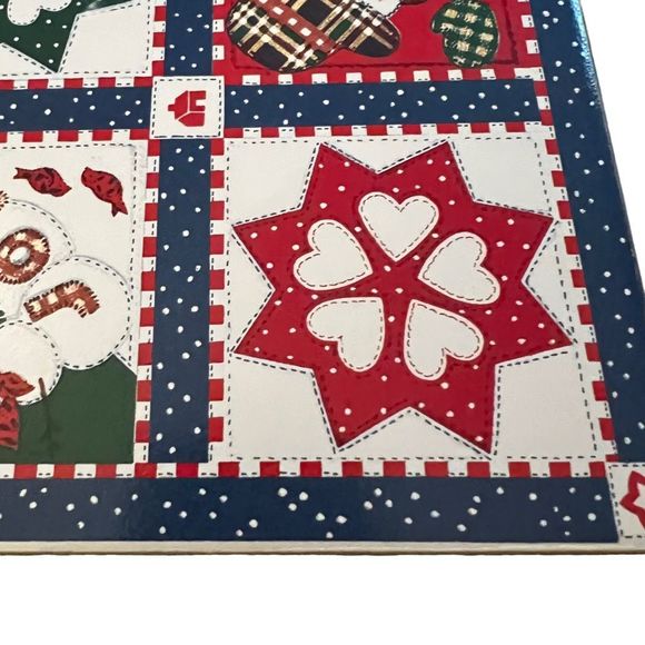 Hallmark Winter Tile Patchwork Trivet Christmas Kitchen Decor Friend Teacher Gif - Picture 2 of 5